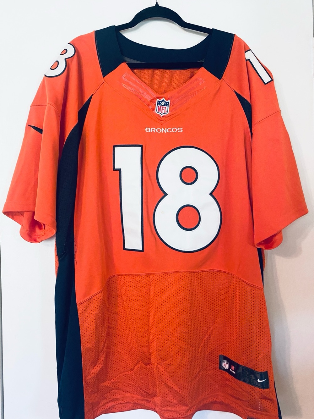 Nike NFL Peyton Manning 18 Denver Broncos On Field Football Jersey 52 XL Orange